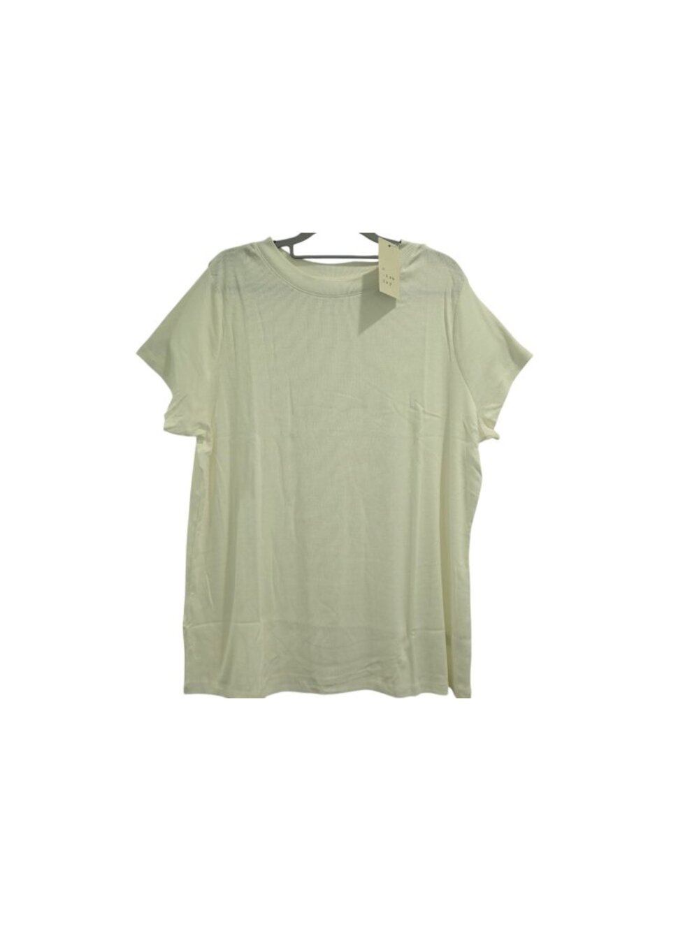 NWT A New Day Ribbed Top Sz 2X White Short Sleeve Crew Neck Pullover Basic Tee